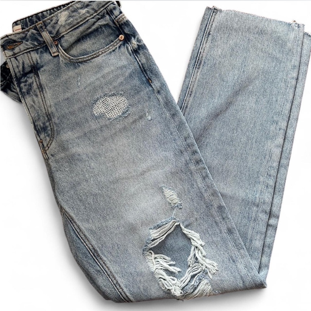 Guess Light Blue Straight Leg High-Waisted Jeans
